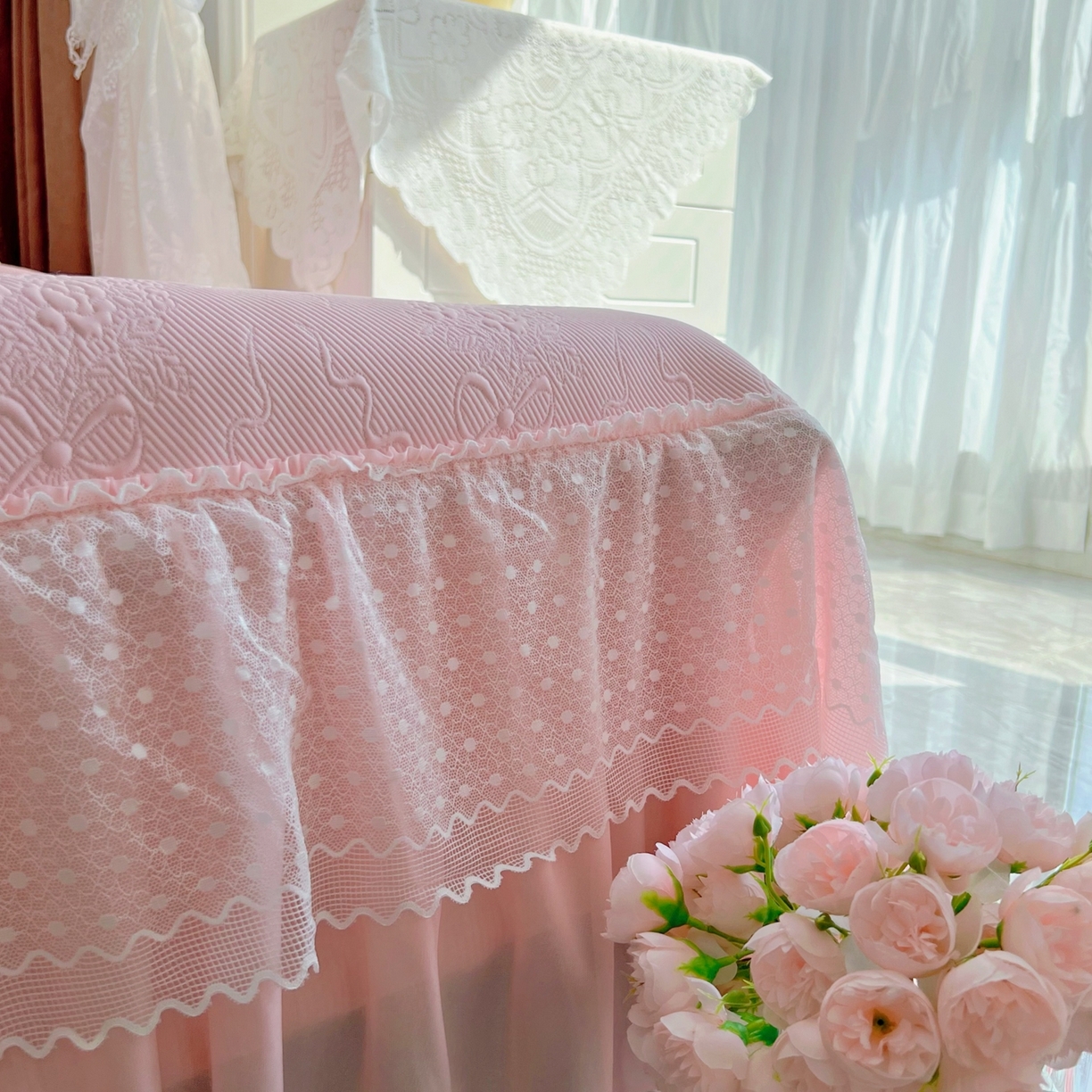 91家纺网 家纺一手货源 找家纺 （总）恋尚羽 2026新款高分子PE凉泡泡大床裙凉感席波浪冰豆豆凉席席子三件套-蝴蝶结系列手捧花