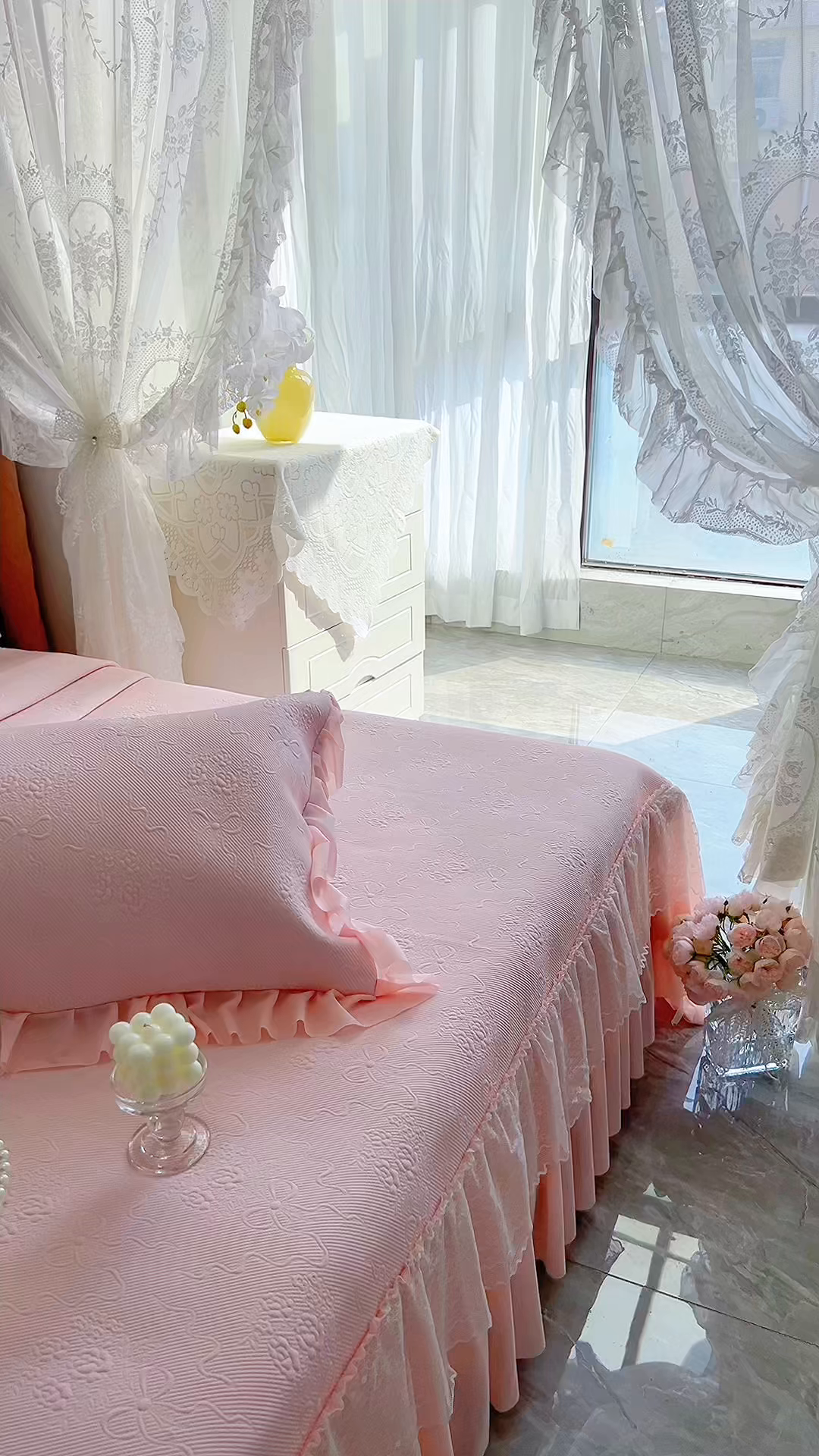 91家纺网 家纺一手货源 找家纺 （总）恋尚羽 2026新款高分子PE凉泡泡大床裙凉感席波浪冰豆豆凉席席子三件套-蝴蝶结系列手捧花