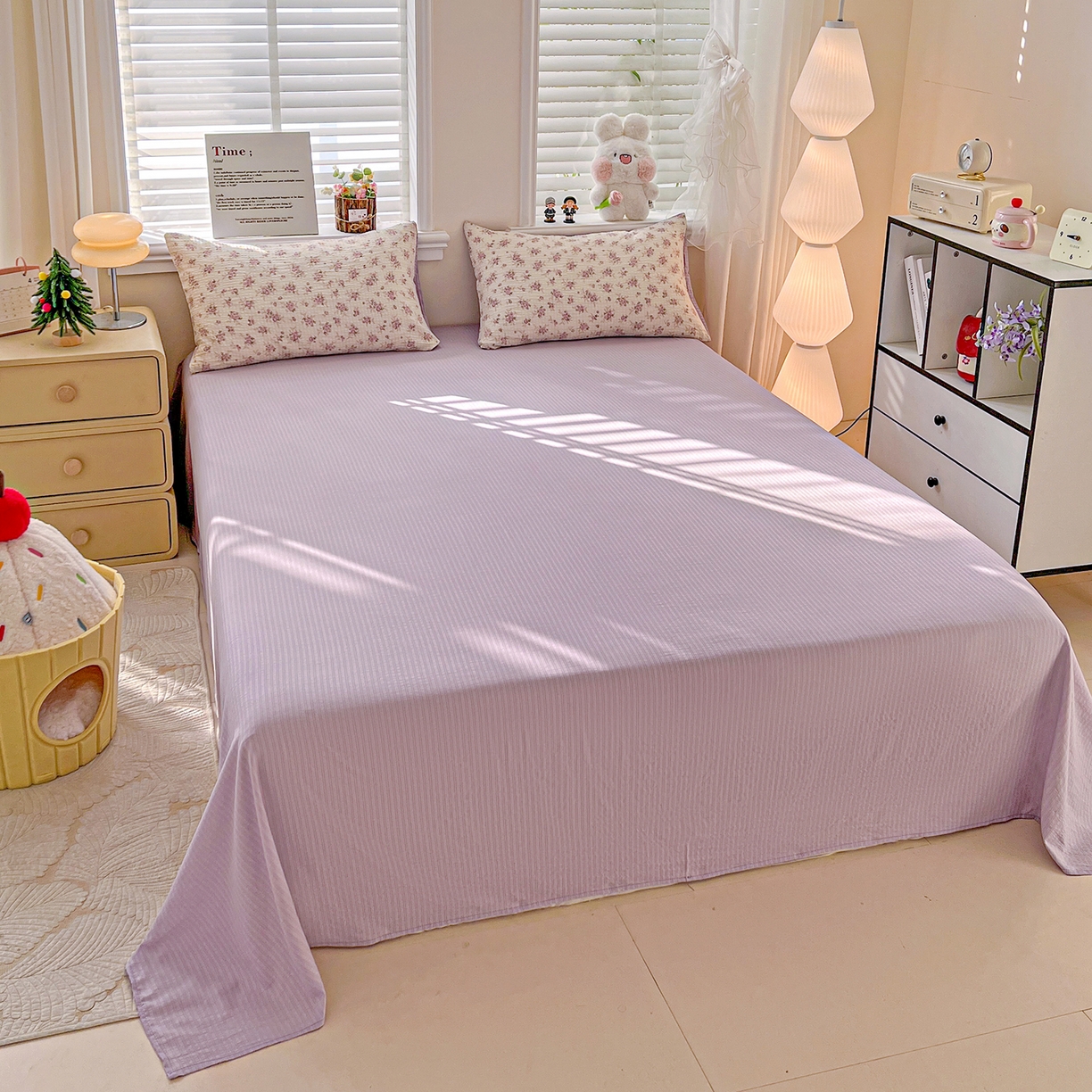 91家纺网 家纺一手货源 找家纺 王朝国际 2026新款A类彩竺棉印花夏被四件套 莫奈紫