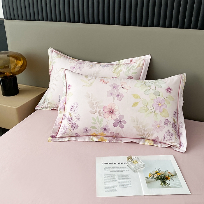 眷恋家纺  2026年新款春夏全棉铂金棉单枕套 林间织梦-粉