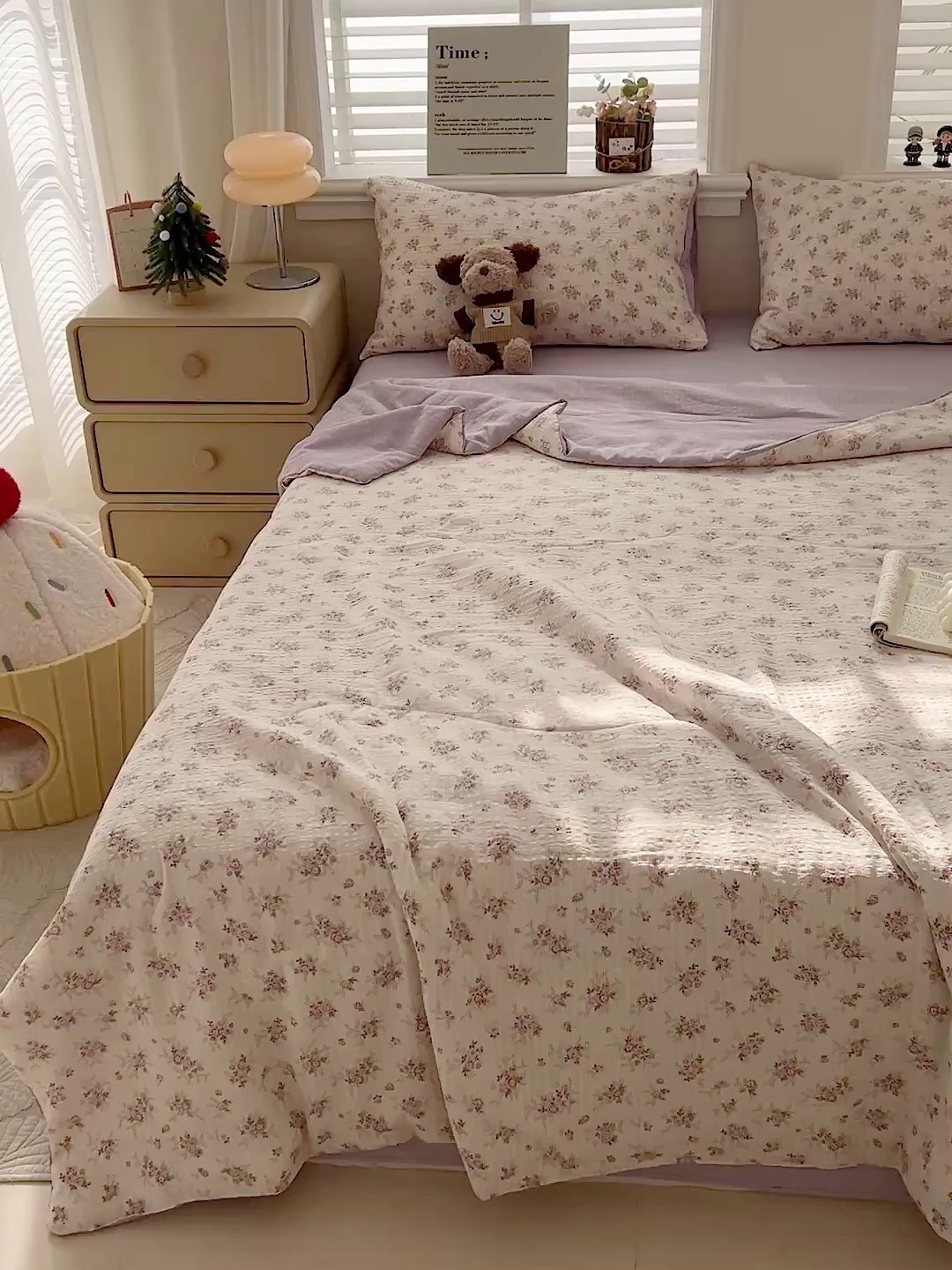 91家纺网 家纺一手货源 找家纺 王朝国际 2026新款A类彩竺棉印花夏被四件套 莫奈紫