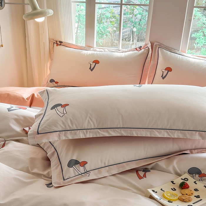 眷恋家纺  2026年新款春夏全棉铂金棉单枕套 蘑菇街-米