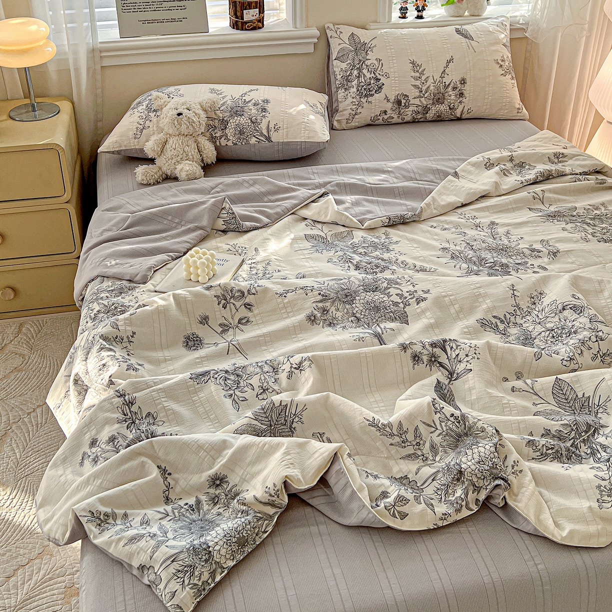 91家纺网 家纺一手货源 找家纺 王朝国际 2026新款A类彩竺棉印花夏被四件套 木兮枝