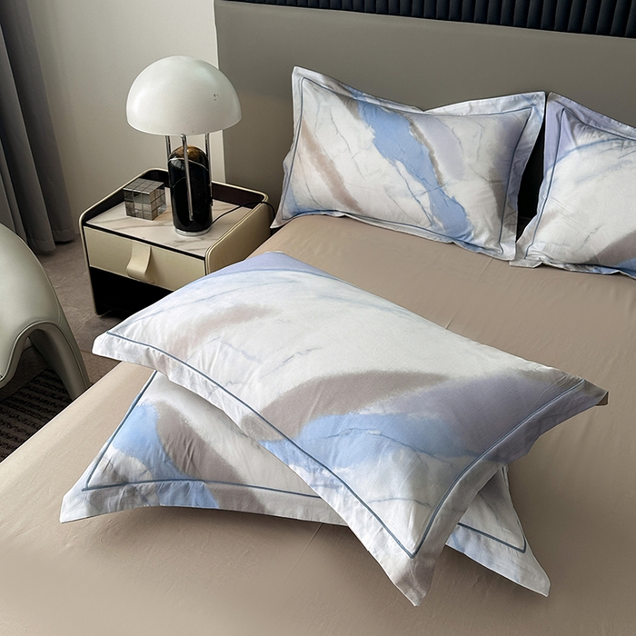 眷恋家纺  2026年新款春夏全棉铂金棉单枕套 时光笔墨-兰