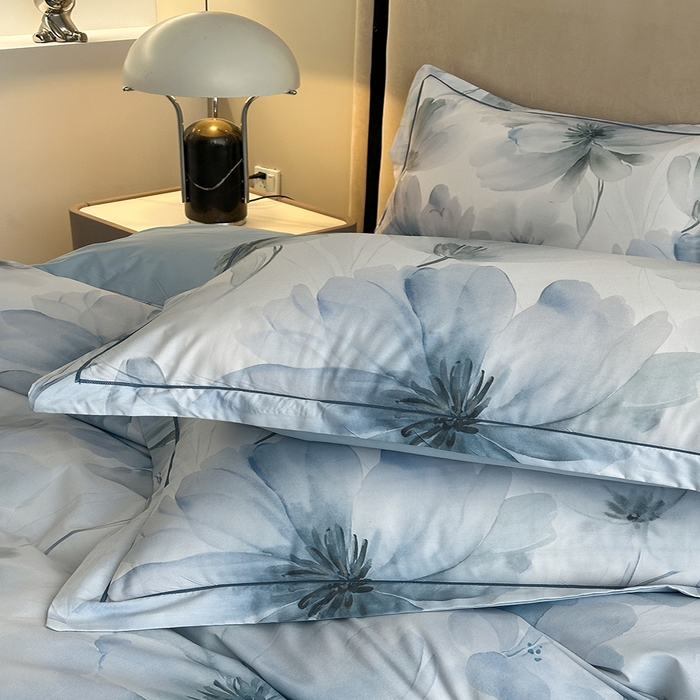 眷恋家纺  2026年新款春夏全棉铂金棉单枕套 水墨青花-兰