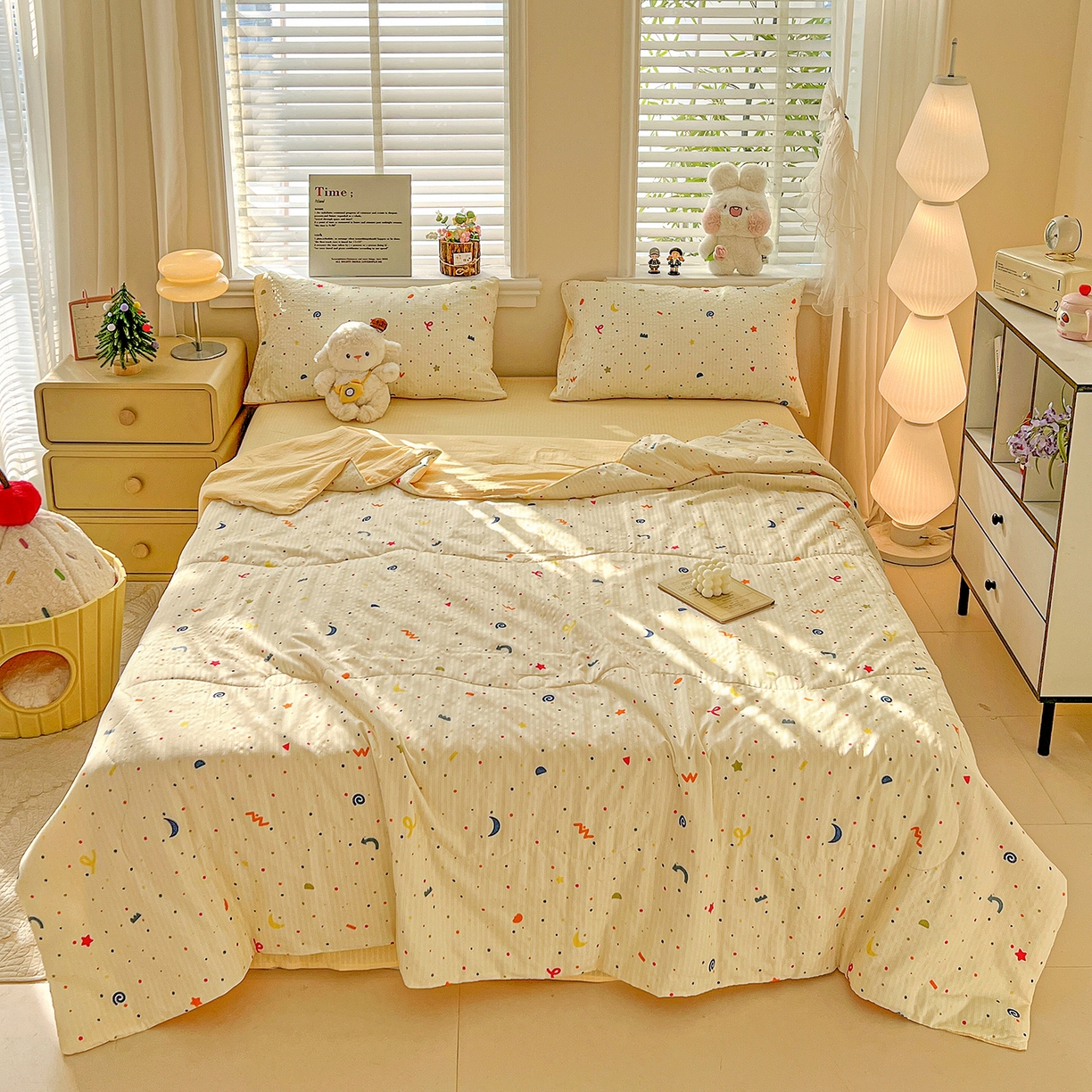 王朝国际 2026新款A类彩竺棉印花夏被四件套 奶油派