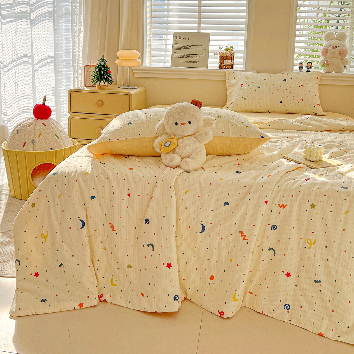 91家纺网 家纺一手货源 找家纺 王朝国际 2026新款A类彩竺棉印花夏被四件套 奶油派