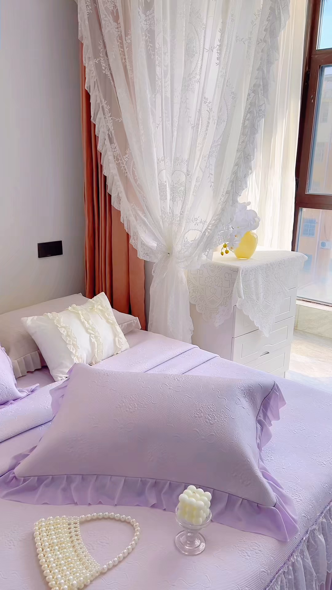 91家纺网 家纺一手货源 找家纺 恋尚羽 2026新款高分子PE凉泡泡大床裙凉感席波浪冰豆豆凉席席子三件套-蝴蝶结系列手捧花 紫色