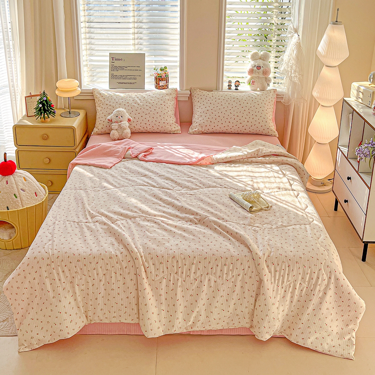 王朝国际 2026新款A类彩竺棉印花夏被四件套 七里香