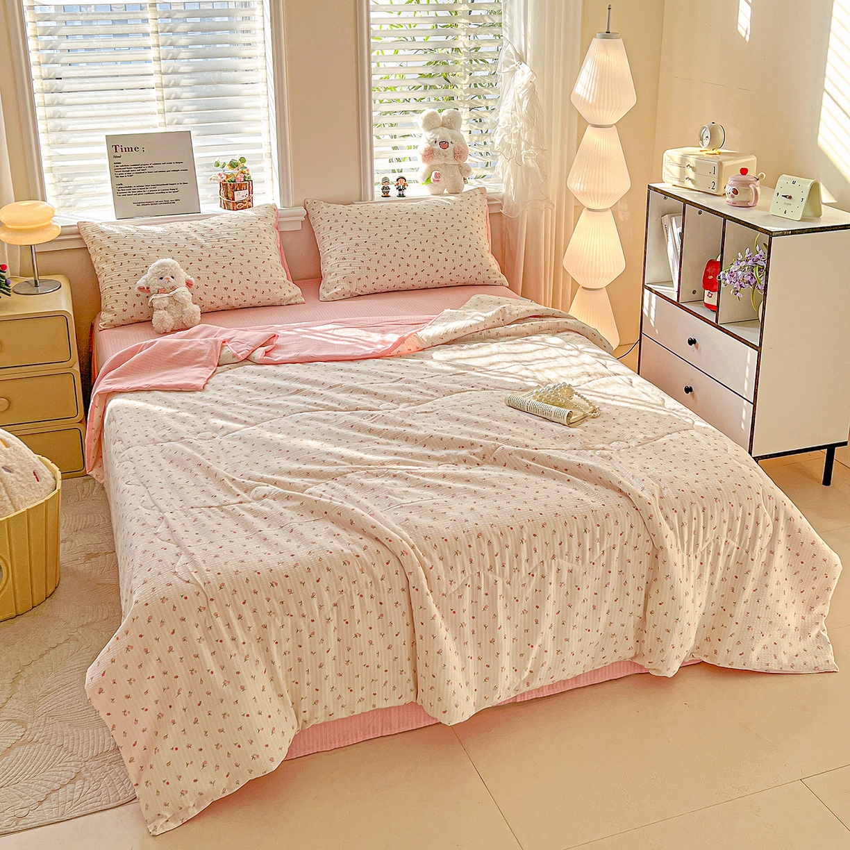 91家纺网 家纺一手货源 找家纺 王朝国际 2026新款A类彩竺棉印花夏被四件套 七里香