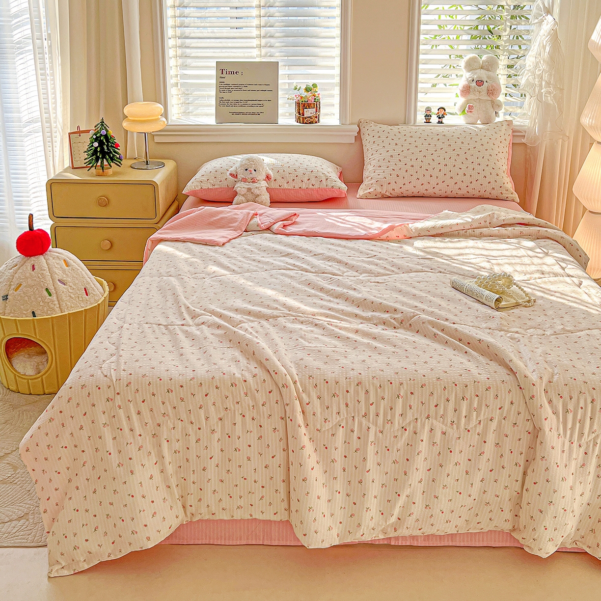 91家纺网 家纺一手货源 找家纺 王朝国际 2026新款A类彩竺棉印花夏被四件套 七里香