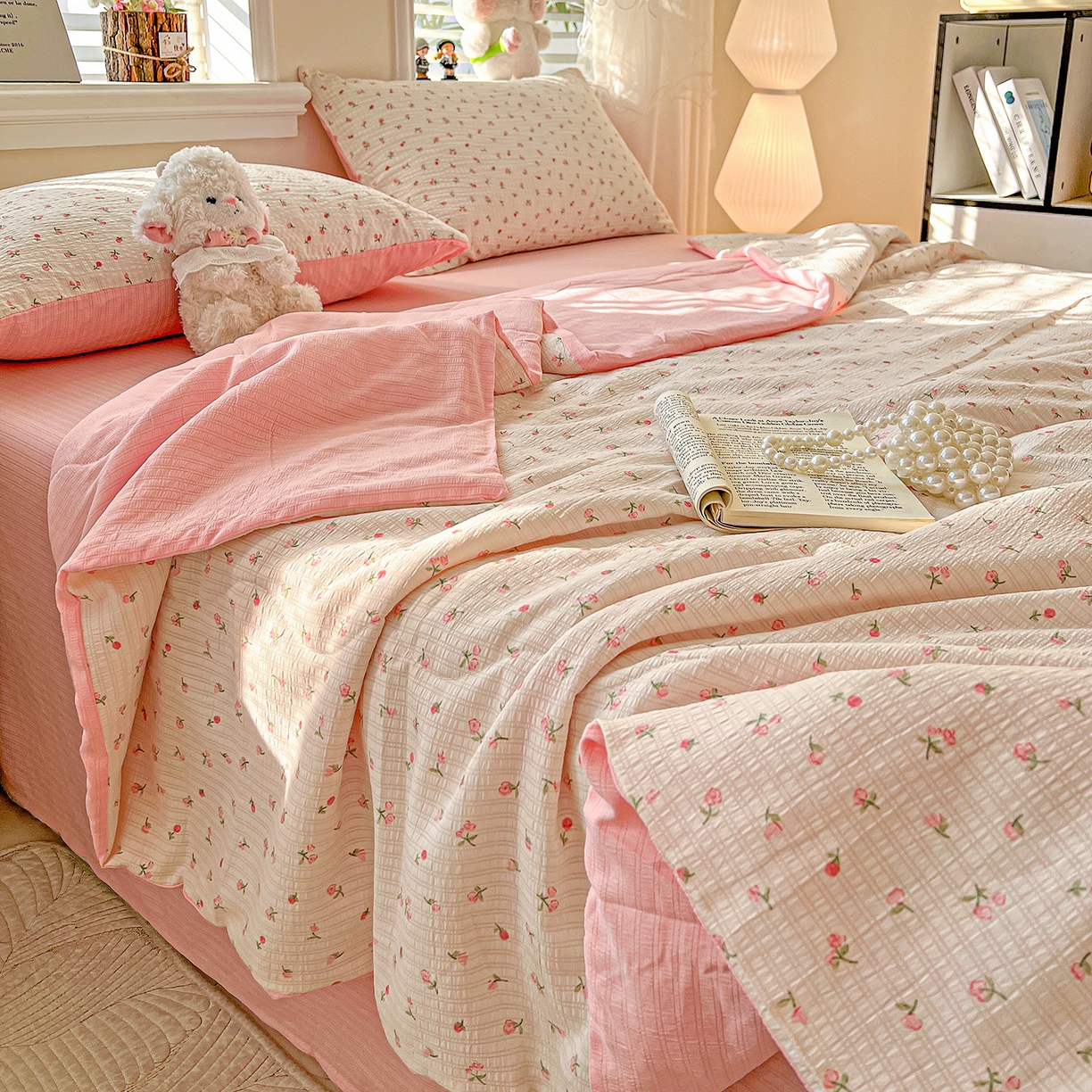 91家纺网 家纺一手货源 找家纺 王朝国际 2026新款A类彩竺棉印花夏被四件套 七里香