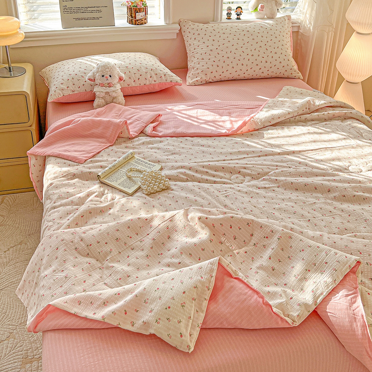 91家纺网 家纺一手货源 找家纺 王朝国际 2026新款A类彩竺棉印花夏被四件套 七里香