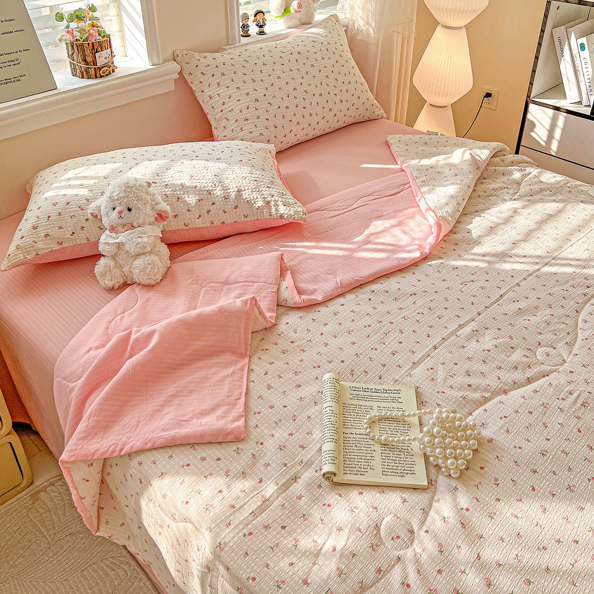 91家纺网 家纺一手货源 找家纺 王朝国际 2026新款A类彩竺棉印花夏被四件套 七里香