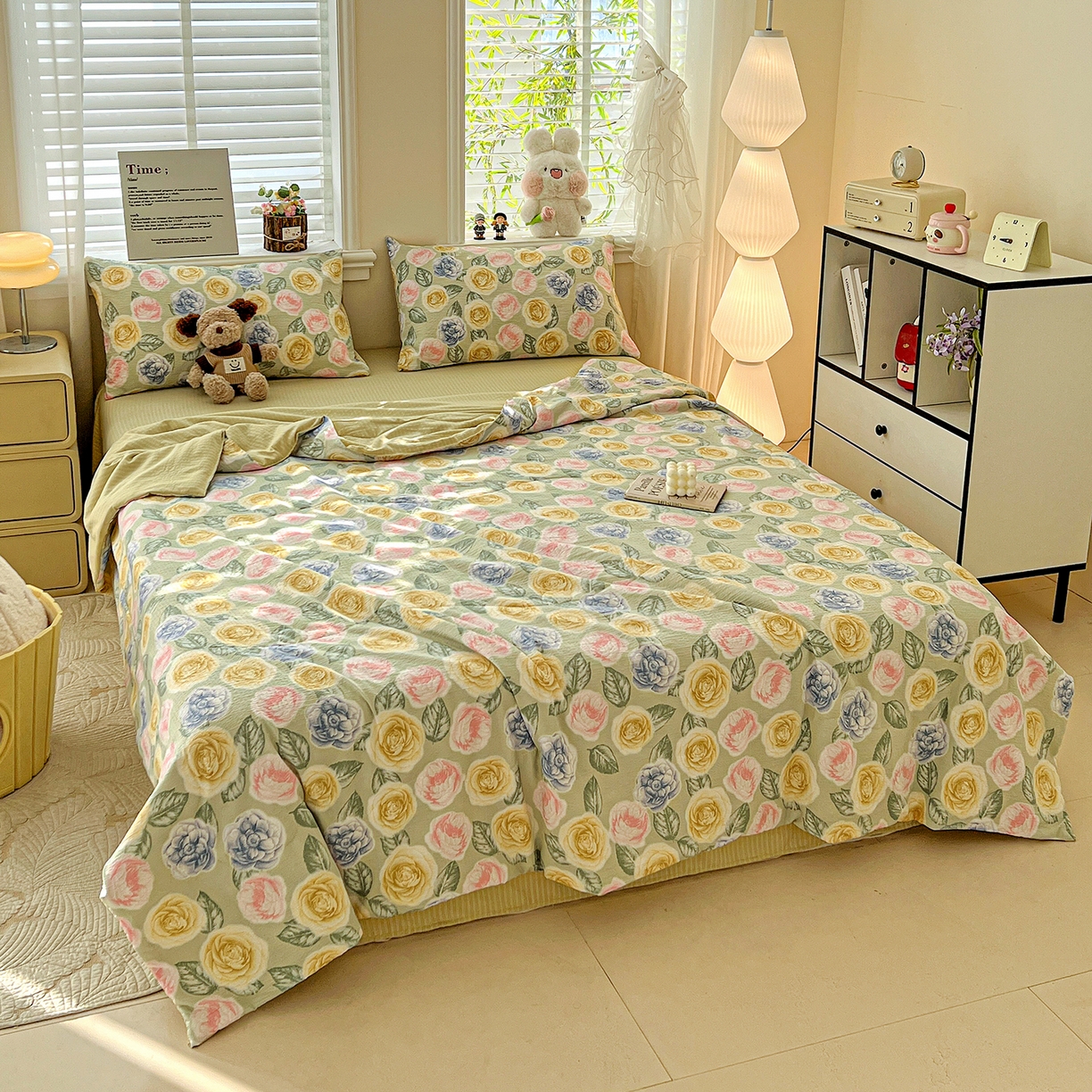 91家纺网 家纺一手货源 找家纺 王朝国际 2026新款A类彩竺棉印花夏被四件套 小乔玫瑰