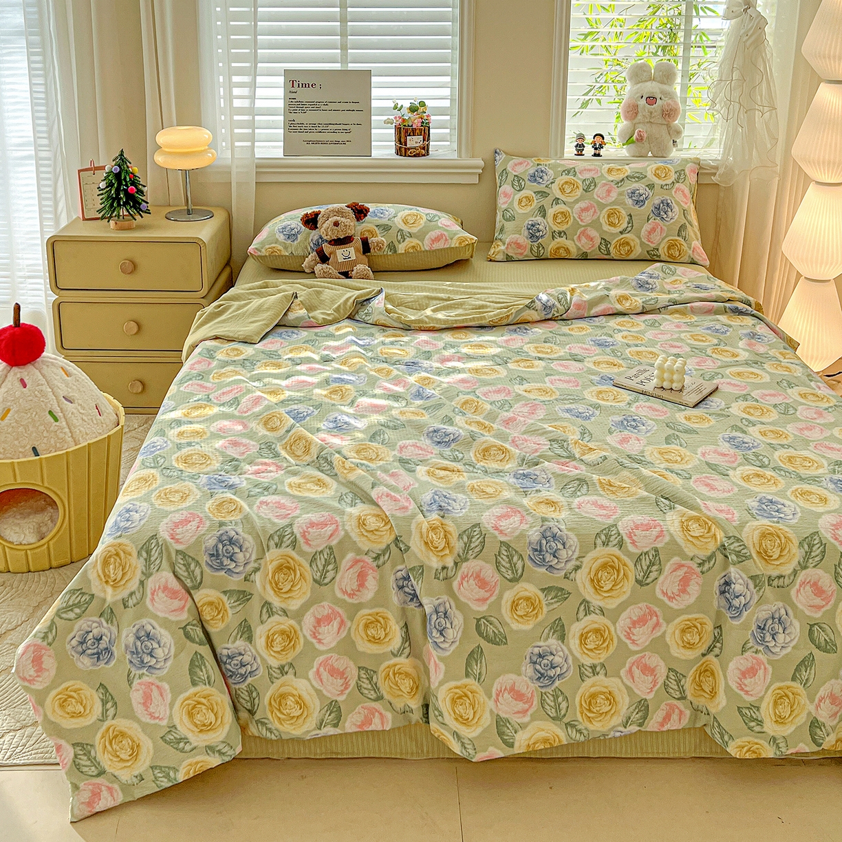 91家纺网 家纺一手货源 找家纺 王朝国际 2026新款A类彩竺棉印花夏被四件套 小乔玫瑰