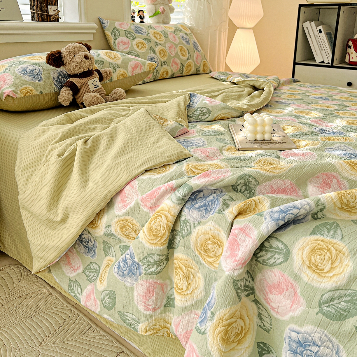 91家纺网 家纺一手货源 找家纺 王朝国际 2026新款A类彩竺棉印花夏被四件套 小乔玫瑰