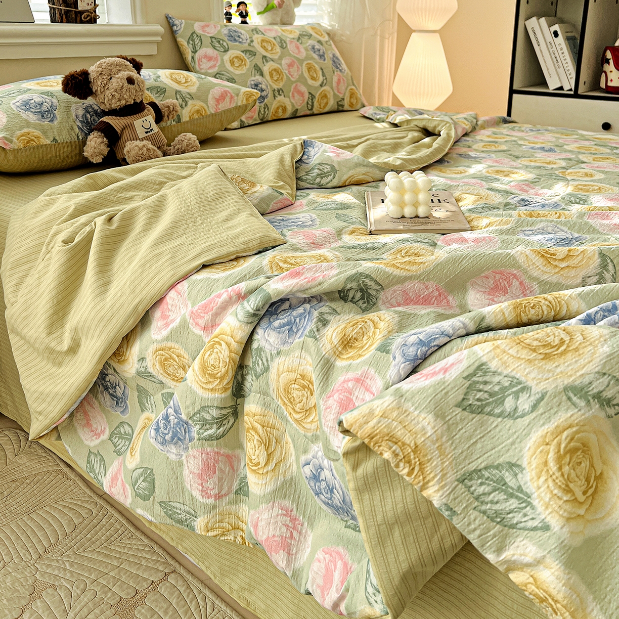 91家纺网 家纺一手货源 找家纺 王朝国际 2026新款A类彩竺棉印花夏被四件套 小乔玫瑰