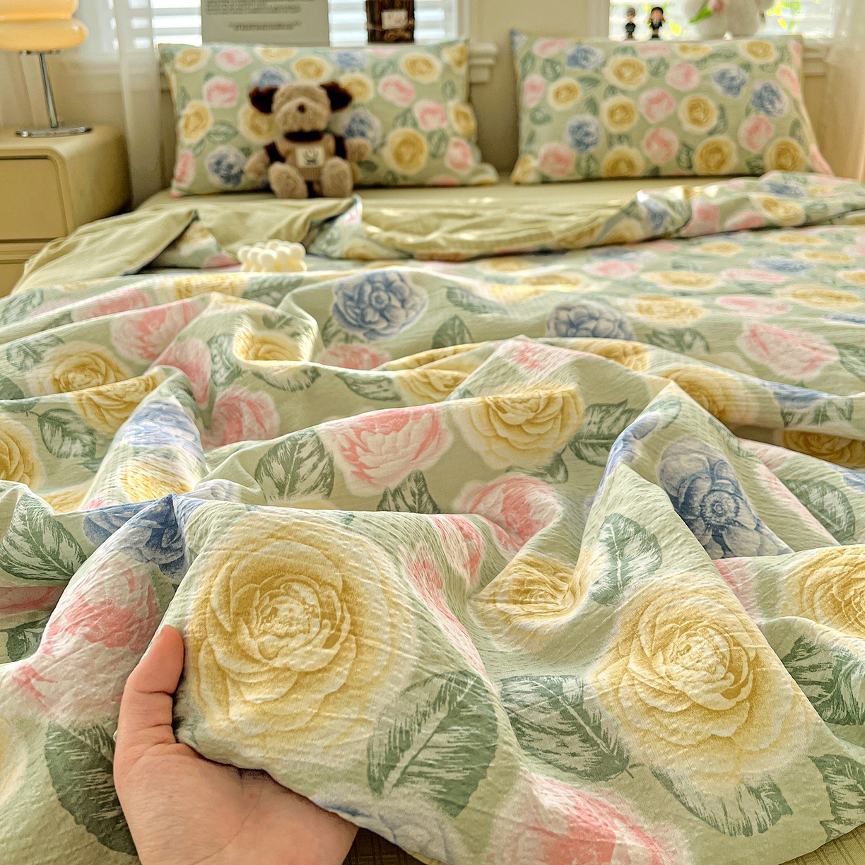 91家纺网 家纺一手货源 找家纺 王朝国际 2026新款A类彩竺棉印花夏被四件套 小乔玫瑰