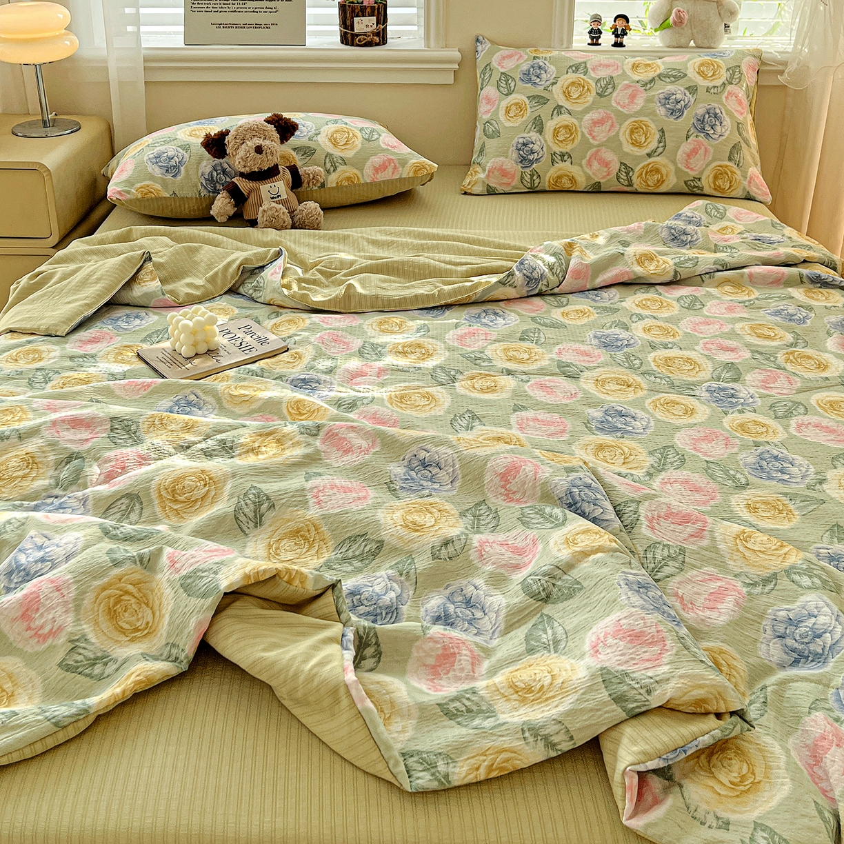 91家纺网 家纺一手货源 找家纺 王朝国际 2026新款A类彩竺棉印花夏被四件套 小乔玫瑰