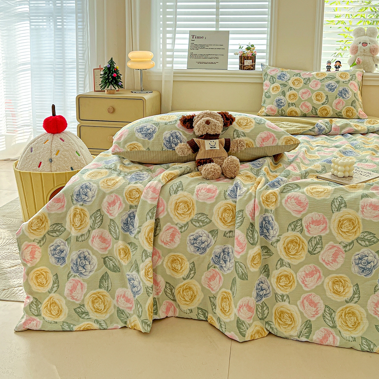 91家纺网 家纺一手货源 找家纺 王朝国际 2026新款A类彩竺棉印花夏被四件套 小乔玫瑰