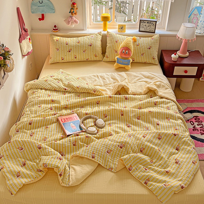 王朝国际 2026新款A类彩竺棉印花夏被四件套 星星仔