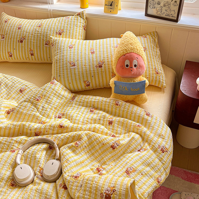 91家纺网 家纺一手货源 找家纺 王朝国际 2026新款A类彩竺棉印花夏被四件套 星星仔