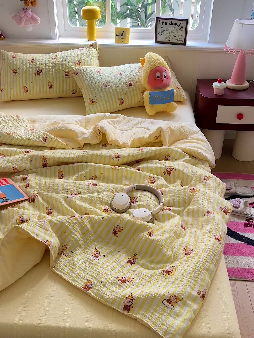 91家纺网 家纺一手货源 找家纺 王朝国际 2026新款A类彩竺棉印花夏被四件套 星星仔