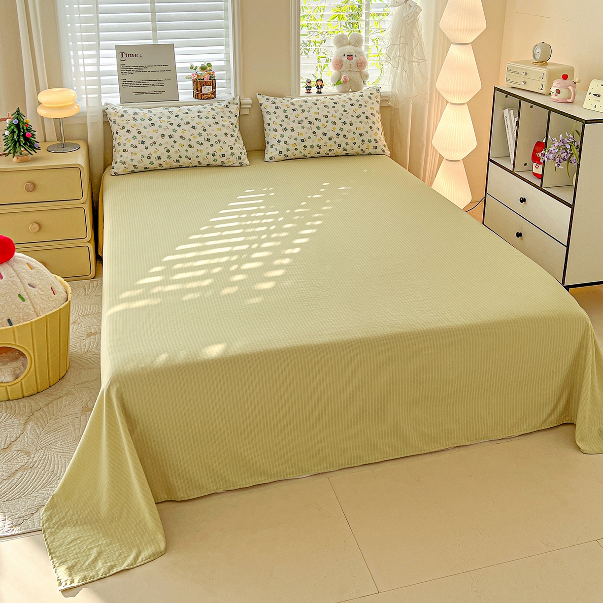 91家纺网 家纺一手货源 找家纺 王朝国际 2026新款A类彩竺棉印花夏被四件套 幸运草