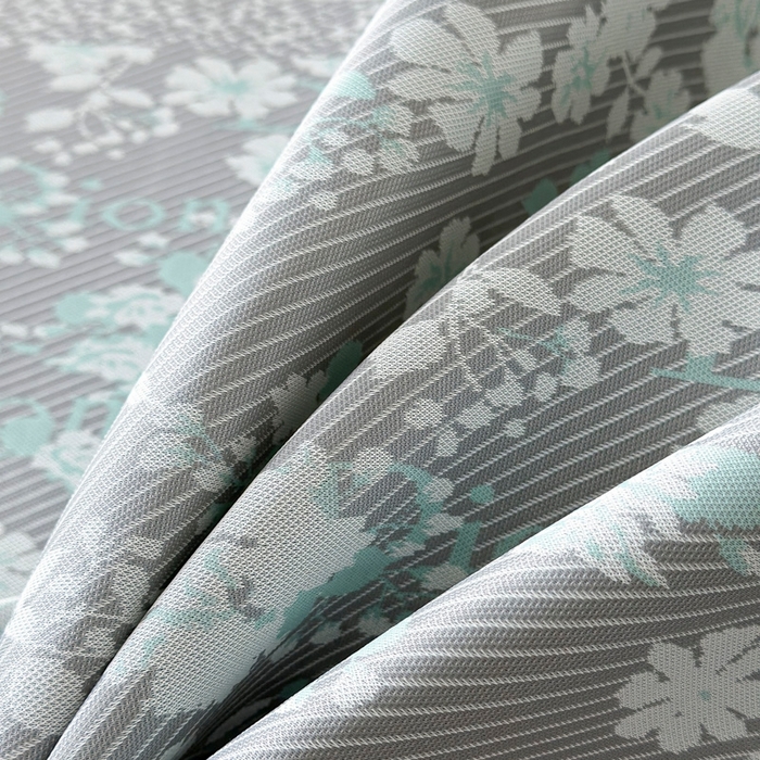 91家纺网 家纺一手货源 找家纺 慕尚家纺 2026春夏新款凉感冰丝提花凉席三件套 花艺 灰绿