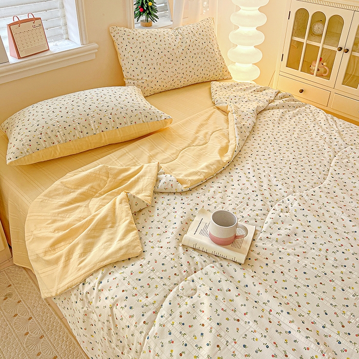 91家纺网 家纺一手货源 找家纺 王朝国际 2026新款A类彩竺棉印花夏被四件套 芝士奶盖