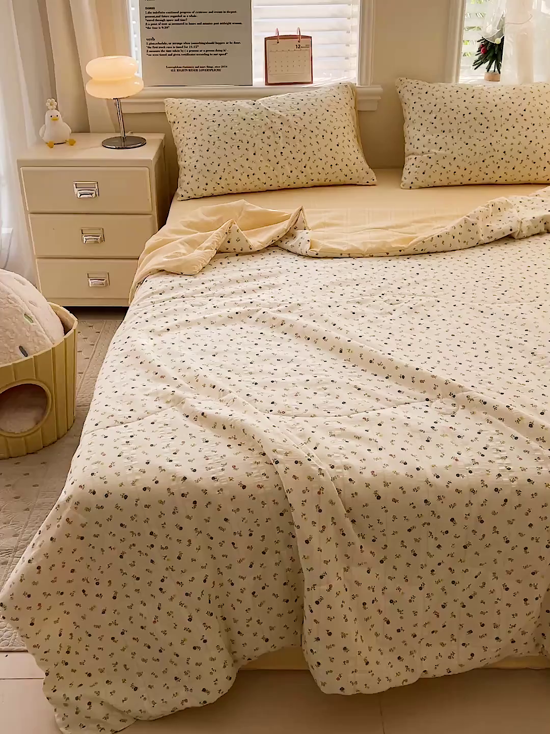 91家纺网 家纺一手货源 找家纺 王朝国际 2026新款A类彩竺棉印花夏被四件套 芝士奶盖