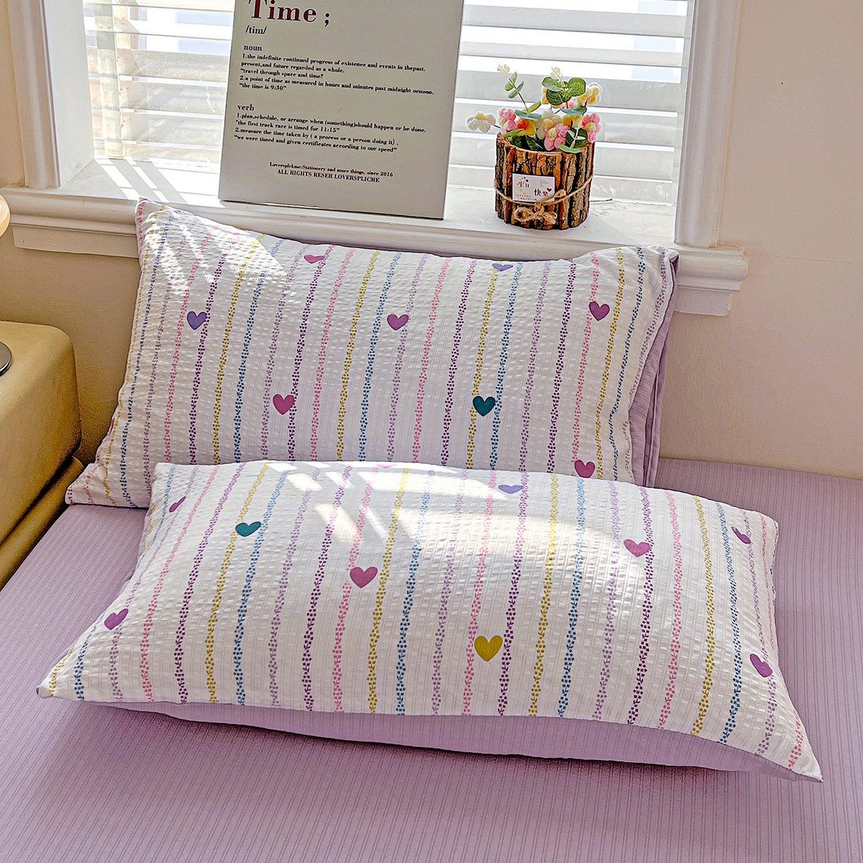 91家纺网 家纺一手货源 找家纺 王朝国际 2026新款A类彩竺棉印花夏被四件套 紫爱心