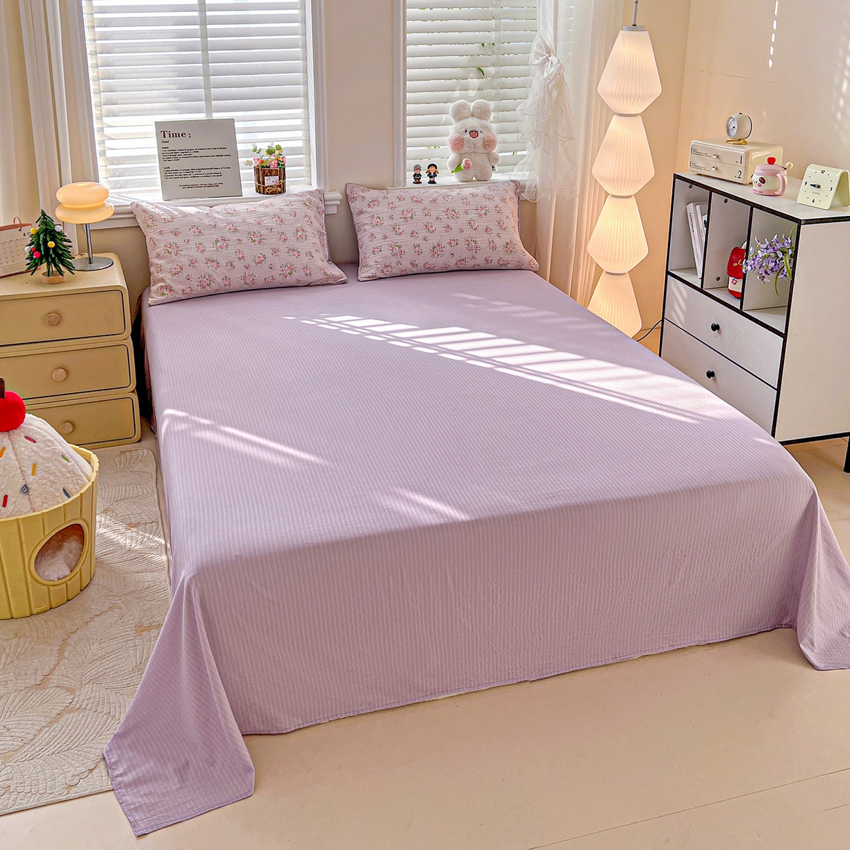 91家纺网 家纺一手货源 找家纺 王朝国际 2026新款A类彩竺棉印花夏被四件套 紫陌