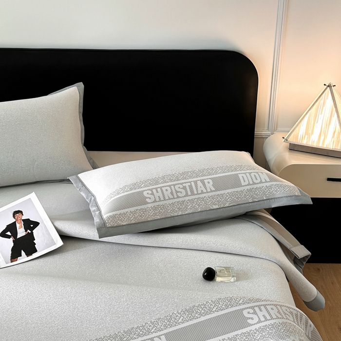 91家纺网 家纺一手货源 找家纺 慕尚家纺 2026春夏新款凉感冰丝提花凉席三件套 水仙 灰