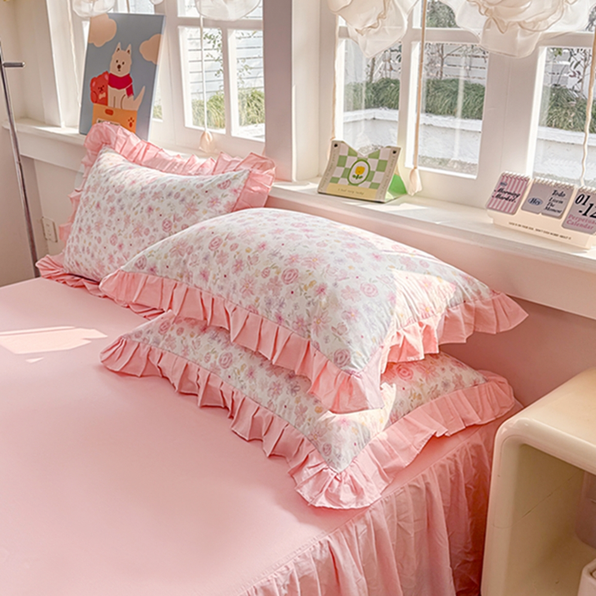 91家纺网 家纺一手货源 找家纺 （总）缦彩 2026新款A类全棉纯棉大花边拉链单枕套枕套单件