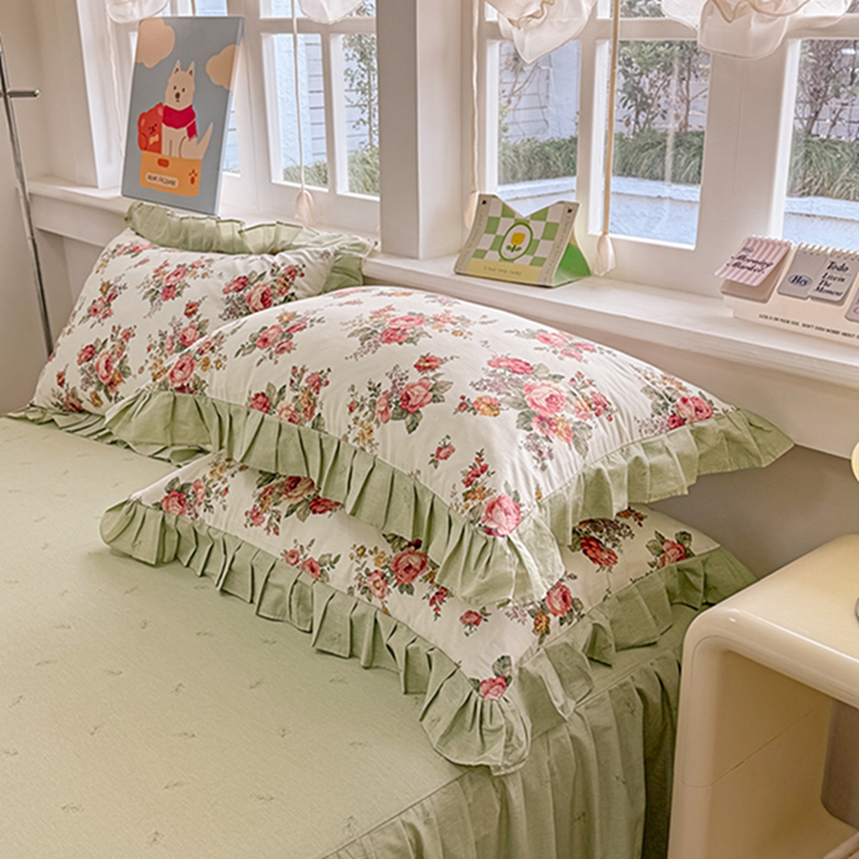 91家纺网 家纺一手货源 找家纺 缦彩 2024新款全棉纯棉蕾丝花边纯色床盖花边被套四件套 梦幻紫