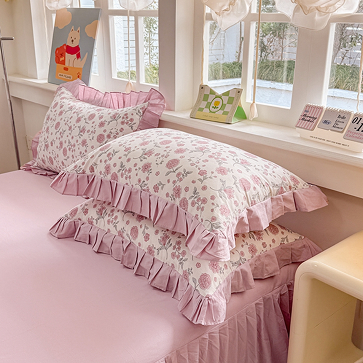 91家纺网 家纺一手货源 找家纺 （总）缦彩 2026新款A类全棉纯棉大花边拉链单枕套枕套单件