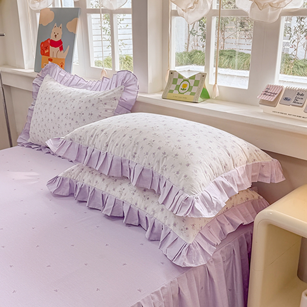 缦彩 2026新款A类全棉纯棉大花边拉链单枕套枕套单件 花春城