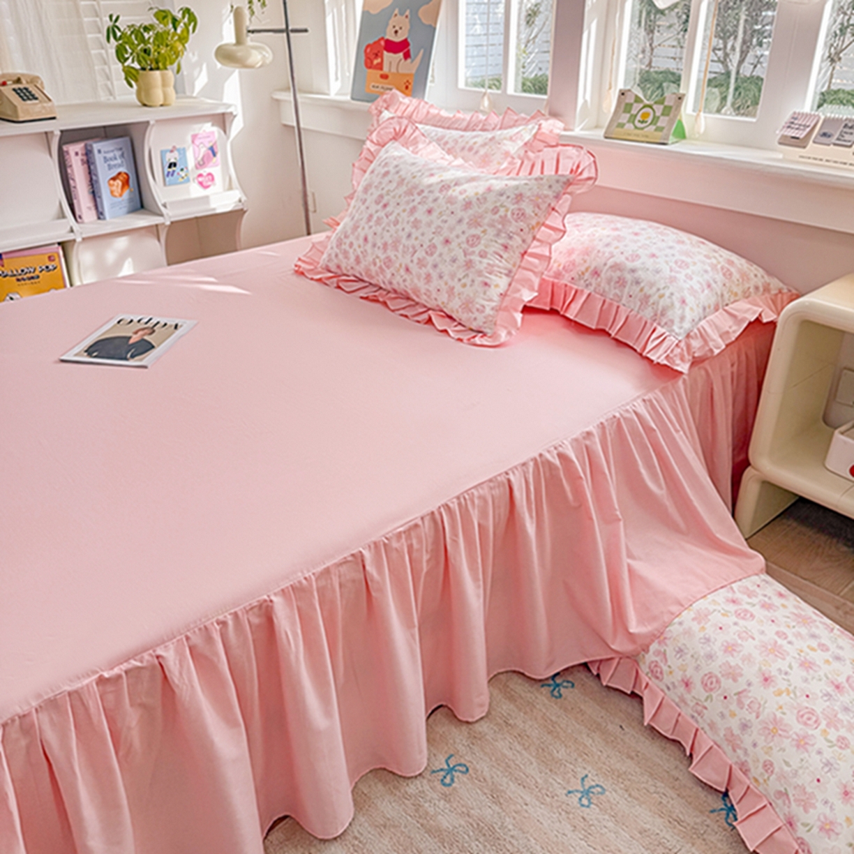 91家纺网 家纺一手货源 找家纺 缦彩 2026新款A类全棉纯棉大花边拉链单枕套枕套单件 春光里