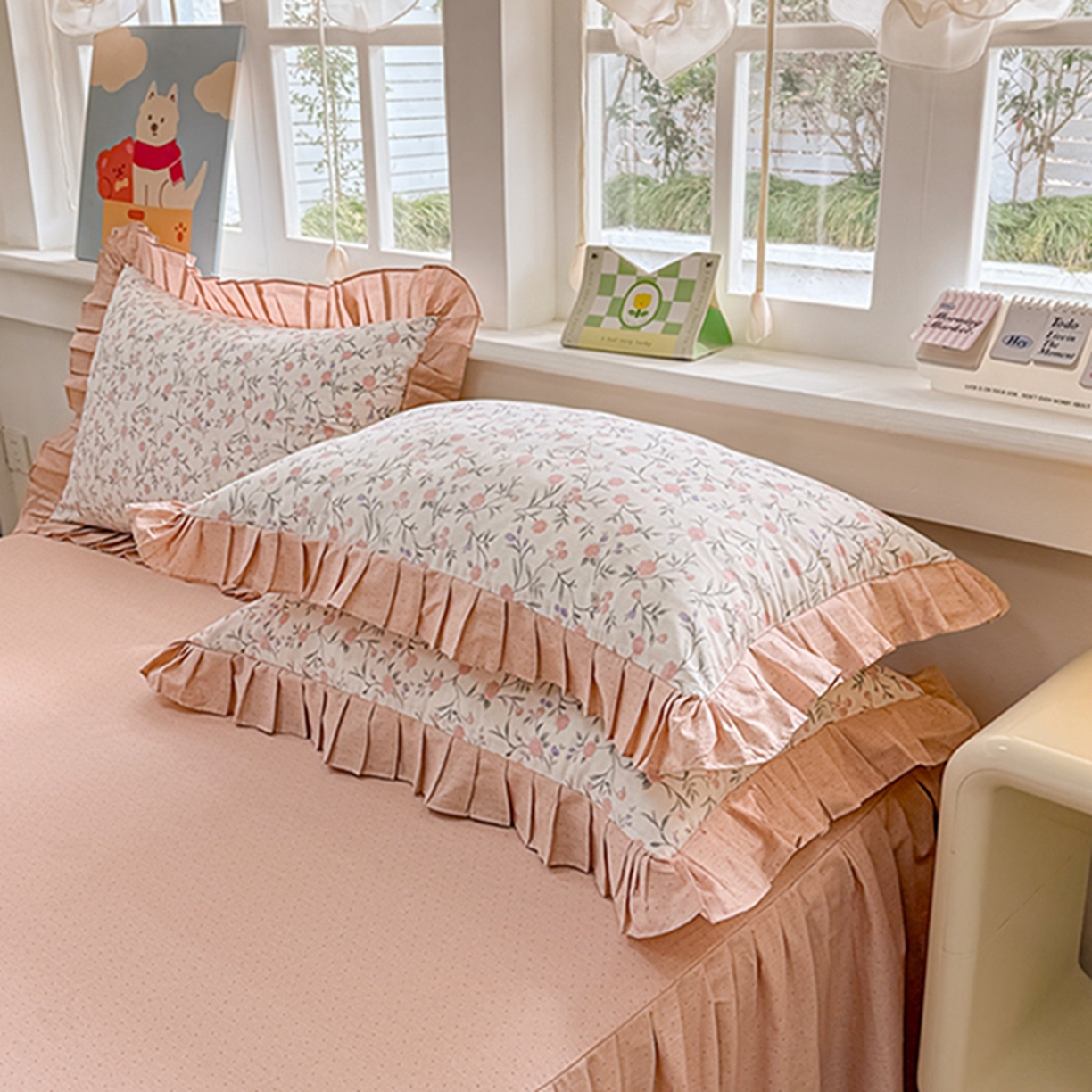 缦彩 2026新款A类全棉纯棉大花边拉链单枕套枕套单件 叶语薇薇