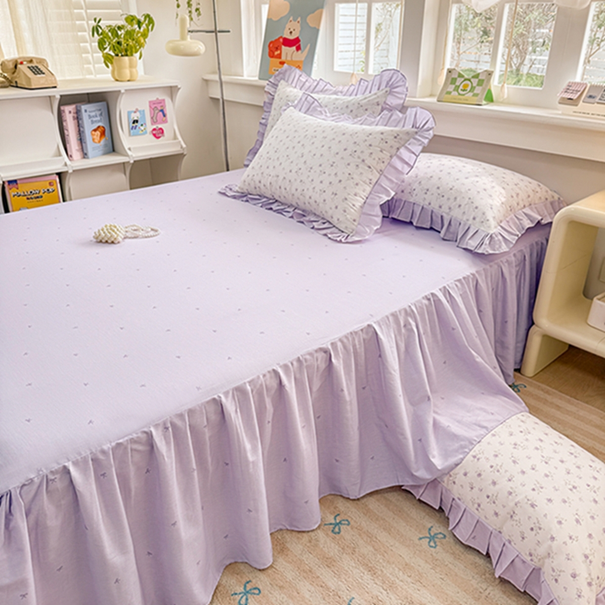 91家纺网 家纺一手货源 找家纺 缦彩 2026新款A类全棉纯棉大花边拉链单枕套枕套单件 花春城