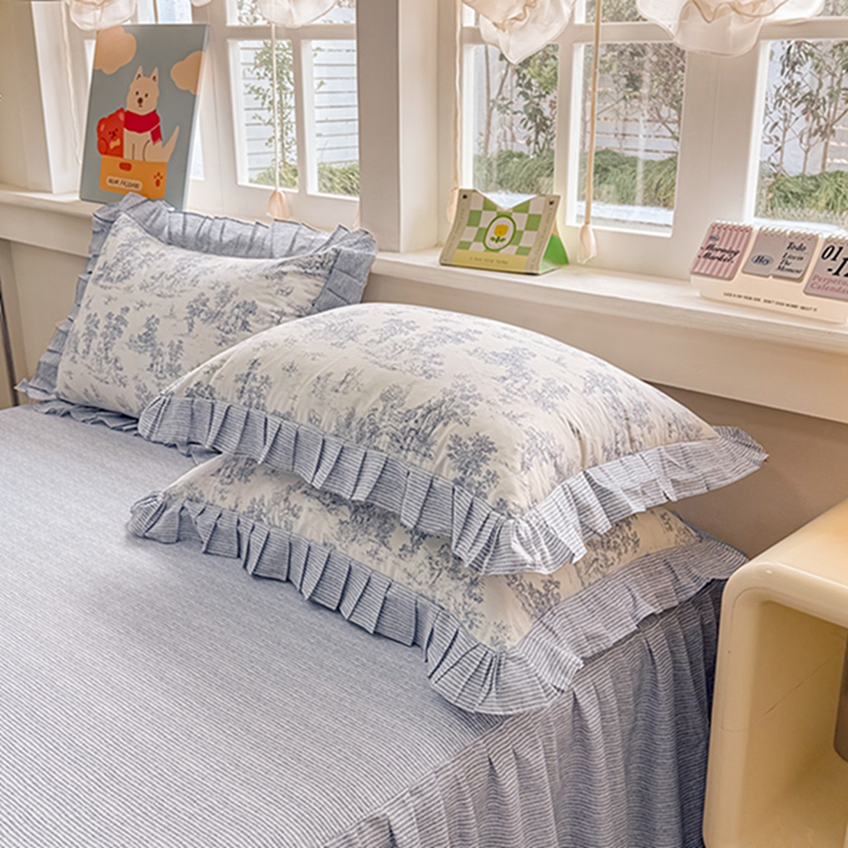 缦彩 2026新款A类全棉纯棉大花边拉链单枕套枕套单件 梵夕