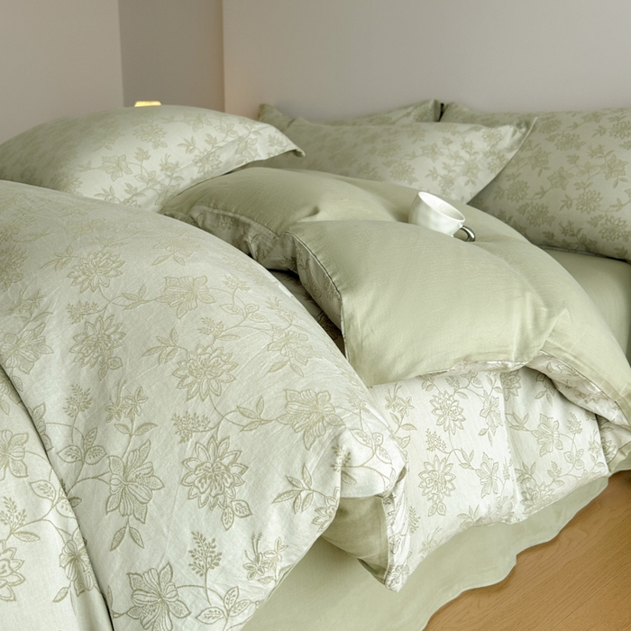 91家纺网 家纺一手货源 找家纺 （总）禾时 2026新款全棉纯棉色织提花四件套