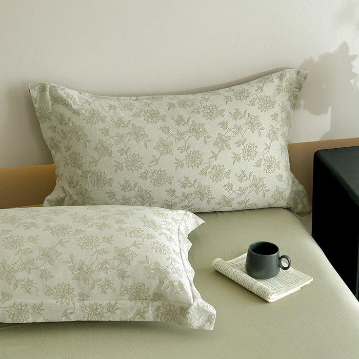 91家纺网 家纺一手货源 找家纺 禾时 2026新款全棉纯棉色织提花四件套 艾莉（浅绿）