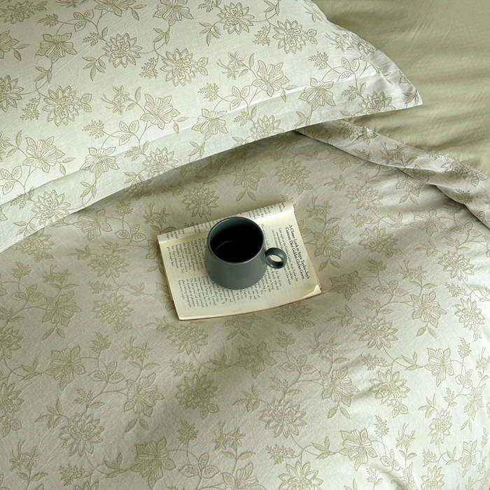 91家纺网 家纺一手货源 找家纺 禾时 2026新款全棉纯棉色织提花四件套 艾莉（浅绿）