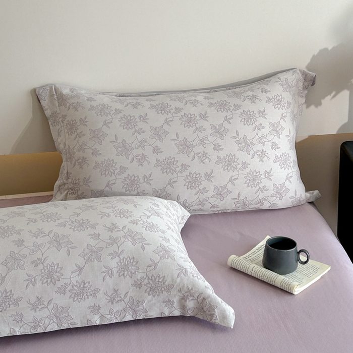 91家纺网 家纺一手货源 找家纺 禾时 2026新款全棉纯棉色织提花四件套 艾莉（紫）