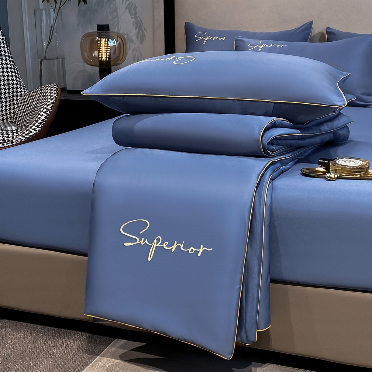 91家纺网 家纺一手货源 找家纺 （总）吾诺家居 2026新款字母刺绣水洗天丝夏被夏凉被空调被四件套-字母