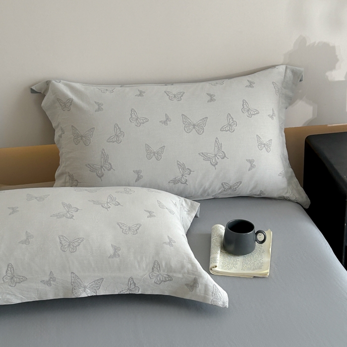 91家纺网 家纺一手货源 找家纺 禾时 2026新款全棉纯棉色织提花四件套 轻舞飞扬（兰）