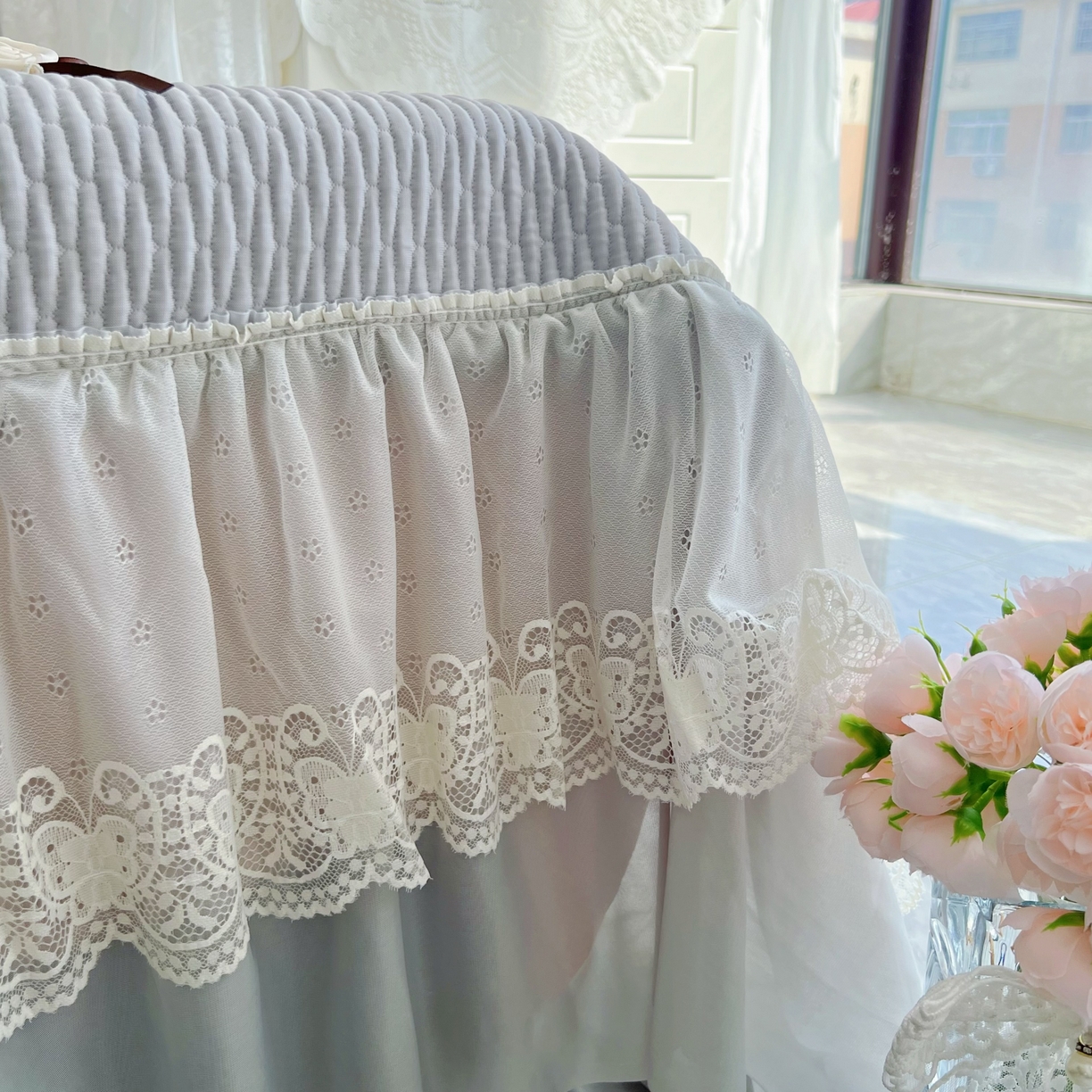 91家纺网 家纺一手货源 找家纺 恋尚羽 2026新款高分子PE凉泡泡大床裙凉感席波浪冰豆豆凉席席子三件套-系列 山茶可可 灰色